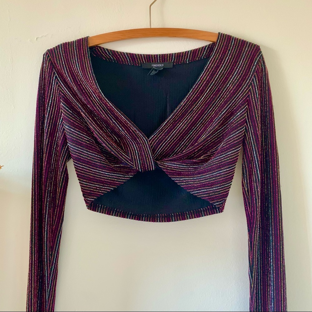 SOLD  multi color sparkle crop